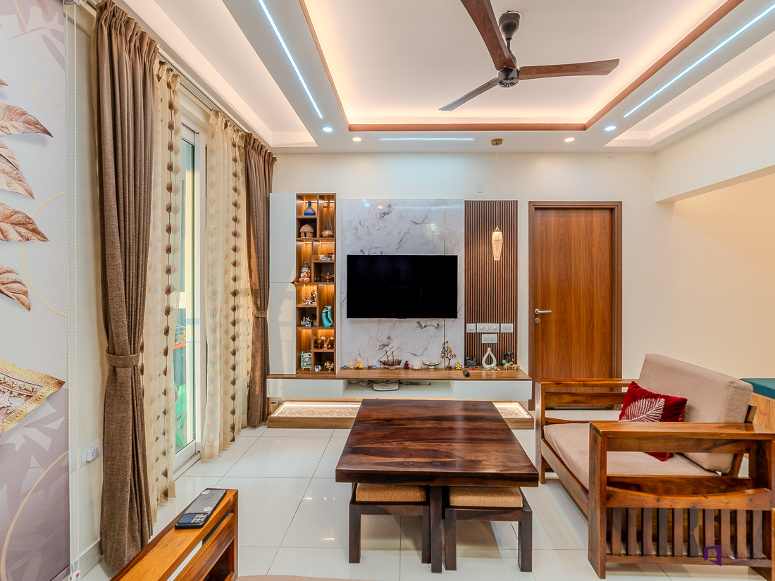 Luxury modern living room interior by Modern Interiors Bengaluru